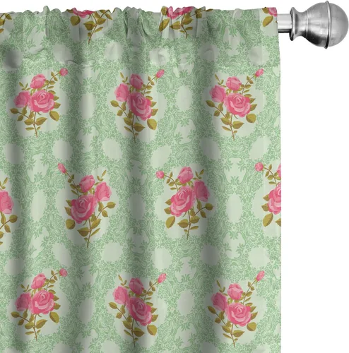 Vista 27 de Lunarable Cortinas con estampado de madera, madera natural rústica con rayas, patrón abstracto ovalado, tema de carpintería, tratamientos