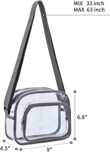 Vista 7 de Bolso bandolera transparente aprobado por el estadio adecuado para el trabajo viajes entrenamiento conciertos o deportes