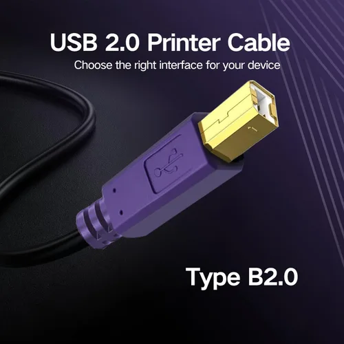Vista 5 de Cable de impresora de 20 pies, cable USB 2.0 macho A a macho B para impresora/escáner (20 pies)