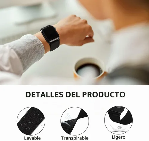Vista 4 de 4 Pack Stretchy Solo Loop Compatible with Apple Watch Bands Women Men Negro/Vino/Leopardo/Leopardo 4Pack