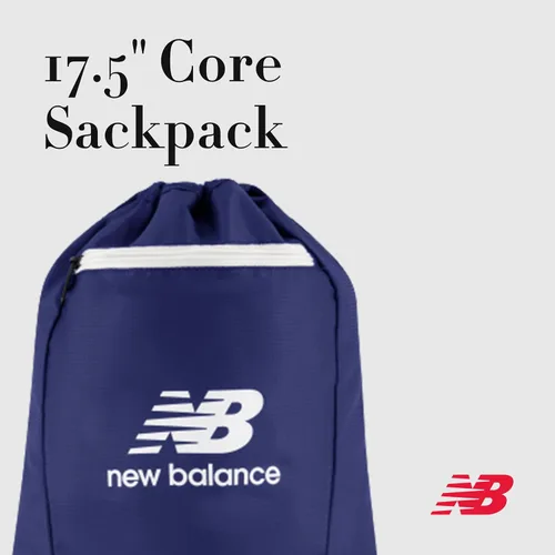 Vista 2 de New Balance Mochila con cordón, pequeña bolsa de viaje para gimnasio con bolsillo frontal con cremallera, saco deportivo para hombres y mujeres