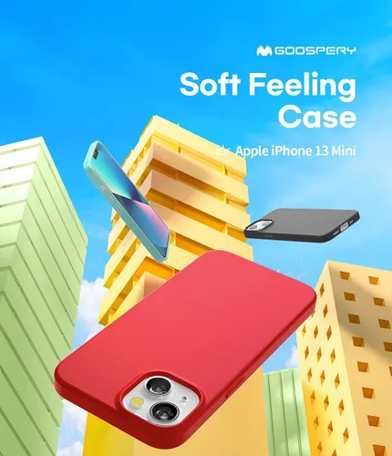 Vista 8 de GOOSPERY Soft Feeling Jelly - Funda compatible con iPhone 13 Mini, textura sedosa, colores ricos y vivos, funda protectora de TPU flexible (negro)