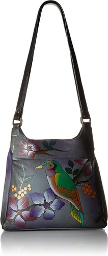 Vista 13 de Anna by Anuschka Bolso de cuero pintado a mano con triple compartimento para mujer