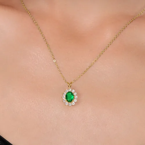 Vista 35 de Gem Stone King Collar con piedra natal ovalada de plata chapada en oro amarillo de 18 quilates, ovalado de 0.315 x 0.236 in, collares con colgante