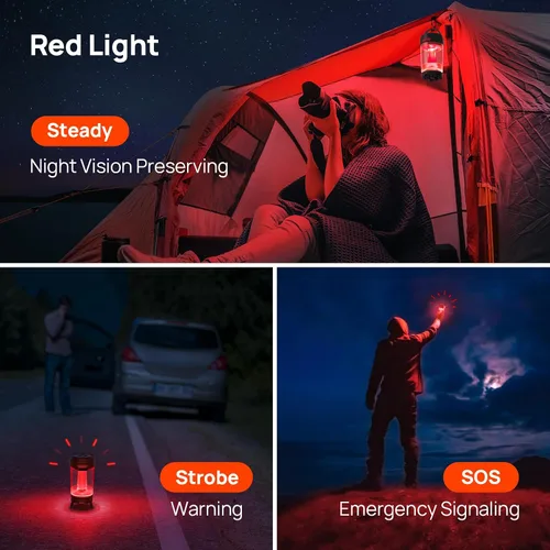 Vista 5 de Consciot Linterna LED para campamento, recargable USB-C, 5 modos de luz, 3 temperaturas de color, batería de 4400 mAh, diseño sin desmontaje