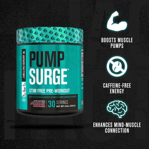 Vista 2 de Jacked Factory Pumpsurge - Preentrenamiento libre de cafeína para hombres y mujeres - Potenciador nootrópico y preentrenamiento sin estimulantes