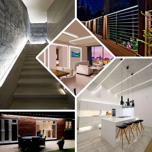 Vista 4 de Efavormart - Tira de luces LED de 16.4 pies, impermeable, color blanco frío, ultra brillante, 300 LED de alta densidad, 5050, cinta SMD para debajo