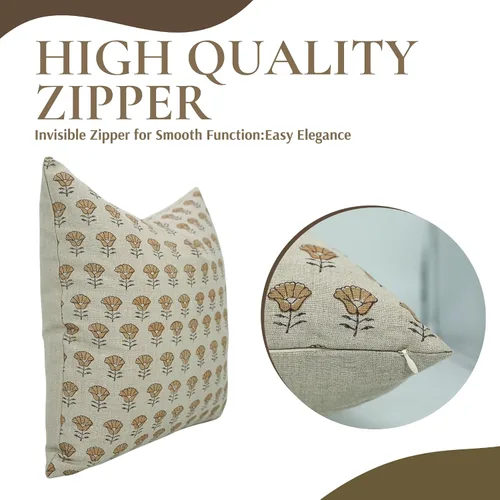 Vista 3 de Funda de cojín de lino puro de 14 x 14 pulgadas con cremallera para sofá, sofá y cama, decoración de otoño, granja, al aire libre, sala de estar