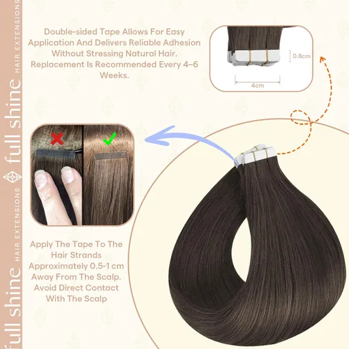 Vista 148 de Full Shine - Extensiones de cabello humano con cinta, mezcla de rubio hongo # 8 castaño ceniza resaltado 60 rubio ceniza