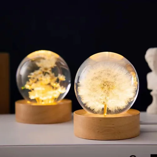Vista 9 de DESHINTKE Pisapapeles de flor eterna de diente de león real con base luminosa