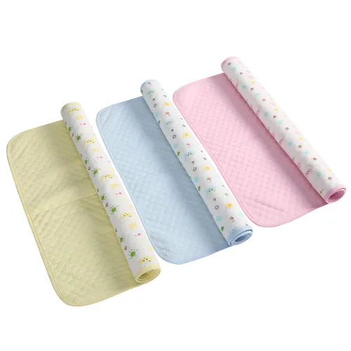 Vista 6 de Colchón cambiador para pañales de bebé o niño, hoja impermeable protectora, almohadilla menstrual, paquete de 3, Blanco