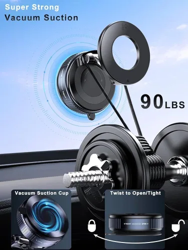 Vista 3 de Soporte Magnético para Teléfono para Coche [Sución Más Fuerte de 120+ LB & Magnetismo Más Fuerte de 2800gf] Soporte de Teléfono para Coche Ajustable