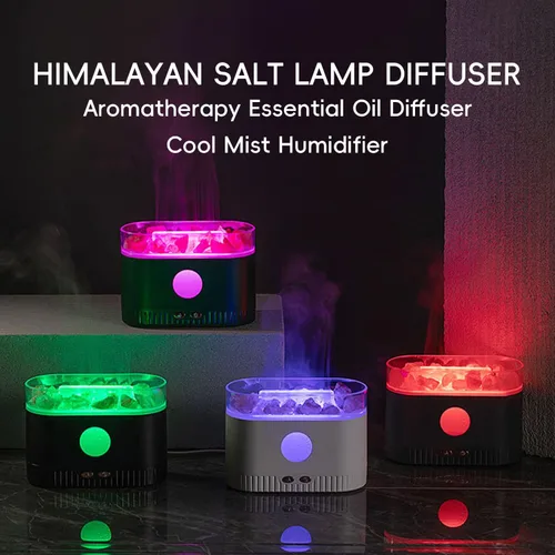 Vista 2 de YALEDI Difusor de aceite esencial de aromaterapia, difusor 3 en 1 de lámpara de sal del Himalaya con 7 luces de color, humidificador ultrasónico