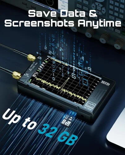 Vista 7 de SeeSii TinySA Ultra+ ZS407 7.3GHz Analizador de espectro: 2025 Actualizado de 4 Pulgadas HW V0.5.4 100kHz-7.3GHz Analizador de frecuencia portátil
