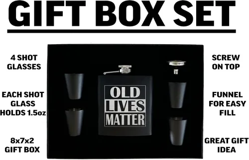 Vista 5 de Rogue River Tactical Funny Old Lives Matter - Juego de regalo de jubilación de acero inoxidable, juego de regalo en caja de alta calidad