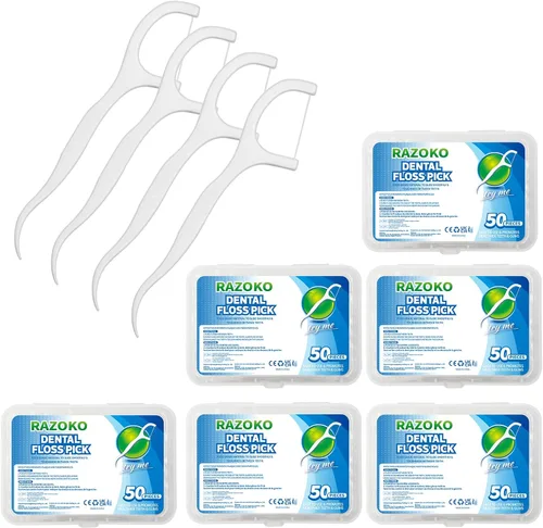 Vista 10 de RAZOKO Estuche portátil de hilo dental, almacenamiento de 10 púas de hilo dental en caja, dispensador de púas de hilo dental para limpieza