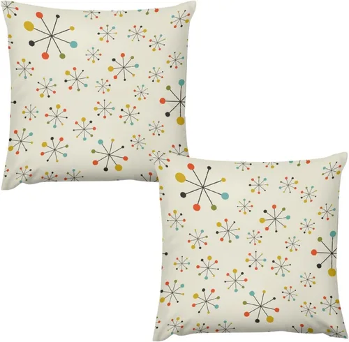 Vista 41 de Juego de 2 fundas de almohada florales retro de los años 70, Groovy Funky Hippie Flor Naranja Estética Boho Fundas de Almohada de 16 x 16 pulgadas