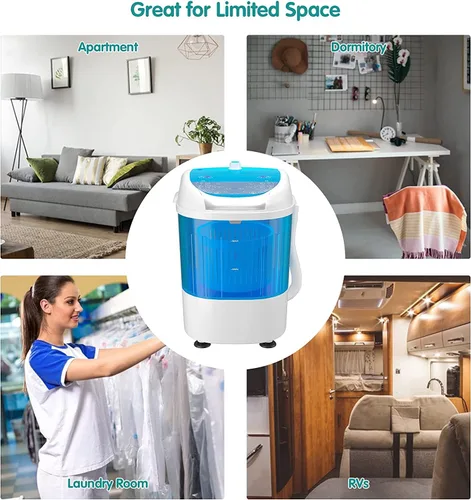 Vista 5 de MEDIMALL Lavadora portátil, mini lavadora y secadora combinada con capacidad de lavado de 5.5 libras, cesta de ciclo de centrifugado, manguera