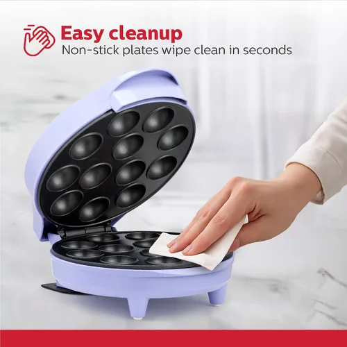 Vista 3 de Holstein Housewares Máquina para Hacer Cake Pops de 12 Unidades con Placas Antiadherentes y Luces Indicadoras - Hornea 12 Cake Pops Dulces o Salados
