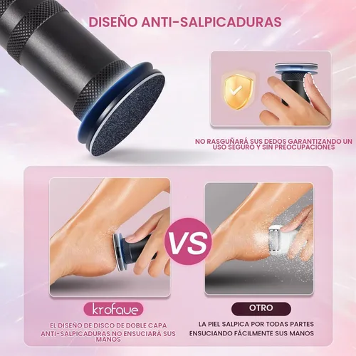 Vista 4 de Krofaue 1200RPM - Removedor eléctrico de callos para pies, 60 piezas, papel de lija, color negro