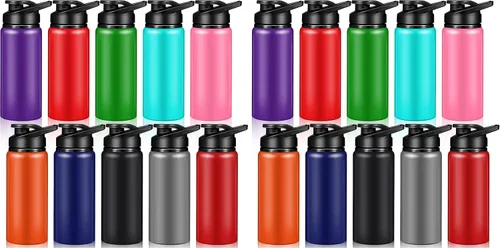 Vista 7 de Mimorou 10 Piezas botellas de agua reutilizables de aluminio de 13.5 onzas, a granel, multicolor, para deportes al aire libre, viajes, gimnasio Negro