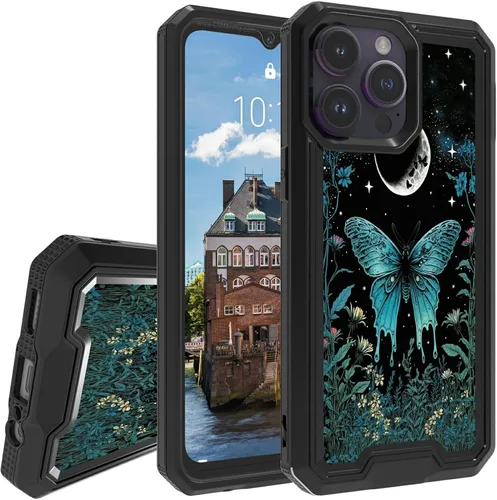 Vista 15 de Rossy Funda para iPhone 14 Pro Max con patrón de cinta de casete de audio para mujeres y hombres, 2 en 1, híbrida de doble capa, resistente, a