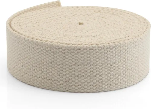 Vista 12 de CRAFTMEMORE Cinta de algodón natural para artes y manualidades, correa de tela para bolso, cinturón, bolsas de mano (1 pulgada, 5 yardas)