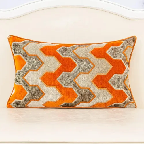 Vista 19 de Alerfa Funda de cojín cuadrada de terciopelo con bordado geométrico a cuadros, funda de almohada decorativa moderna de lujo para sofá, sala