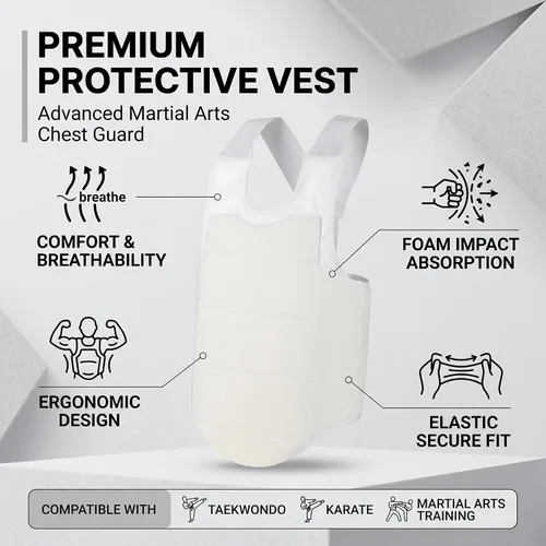 Vista 3 de Unisex Adulto Niño Taekwondo Karate Protector de Pecho Chaleco Boxeo Karate Protector de Pecho Accesorio
