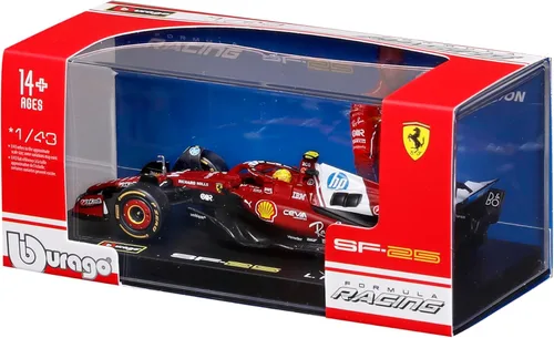 Vista 9 de Bburago 1:43 2025 Ferrari Season Car con casco, Hamilton # 44
