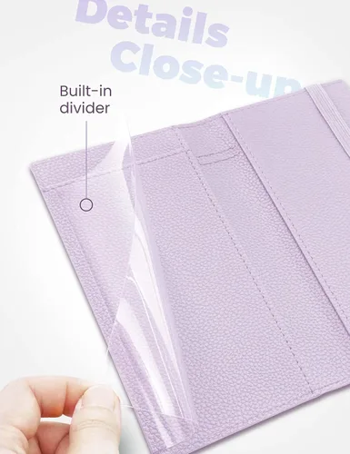 Vista 44 de Yarnic Funda para chequera personal, soporte para chequera con soporte para bolígrafo y divisor de plástico transparente integrado para cheques Rosa