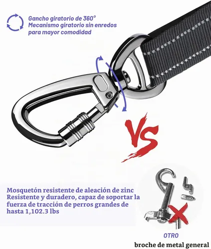 Vista 7 de AUBELL Cinturón de seguridad para perro, 3 en 1, ajustable, reflectante, resistente, arnés de perro con gancho de clip, cierre y hebilla, mosquetón