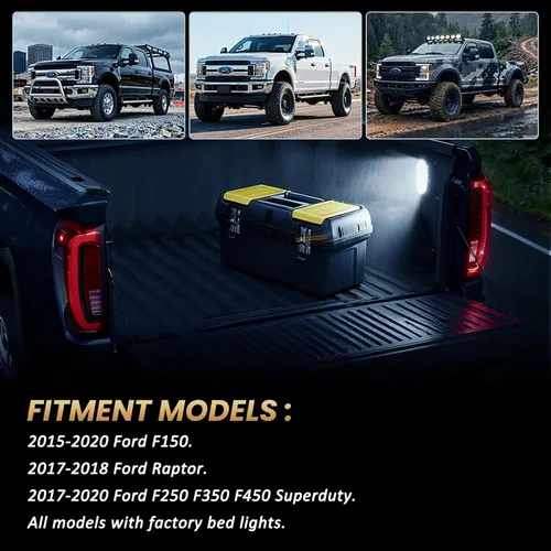 Vista 4 de D-Lumina luz LED para cama de camioneta con arnés de cableado compatible con Ford 2015-ACTUAL F150, 2017-ACTUAL F150 Raptor F250 F350 Super Duty