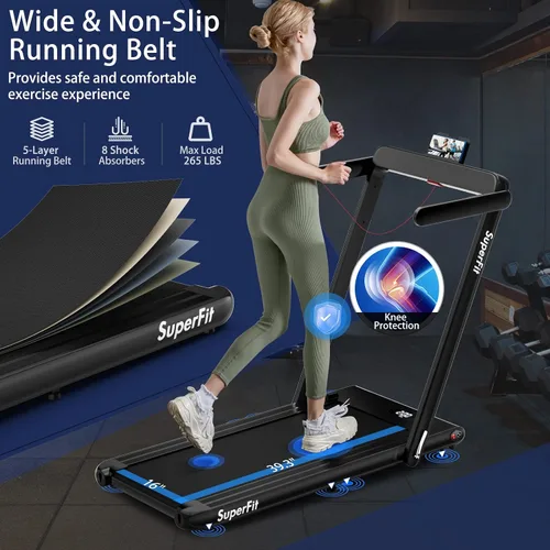 Vista 3 de Goplus 2 in 1 Folding Treadmill, 2.25HP Superfit Under Desk Electric Treadmill, Installation-Free with Remote Control, APP Control and LED Display