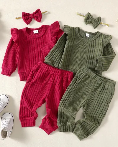 Vista 5 de Mioglrie Infant Baby Girl Clothes Fall Outfits Toddler Girls' Clothing Fleece Sweatshirts Winter Baby Clothes for Girls