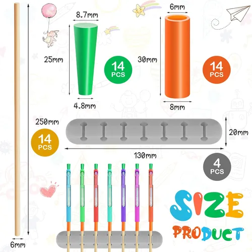 Vista 4 de Teling 46 piezas de soporte de bolígrafo con purpurina epoxi UV, accesorios con fundas antiadherentes, tapones de silicona para bolígrafos, varillas