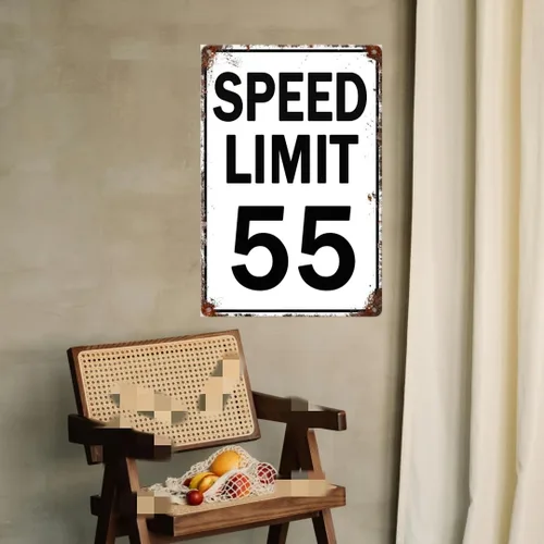 Vista 2 de Speed Limit - 55 letreros decorativos de metal de 8 x 12 pulgadas para tráfico, estilo retro, color 2