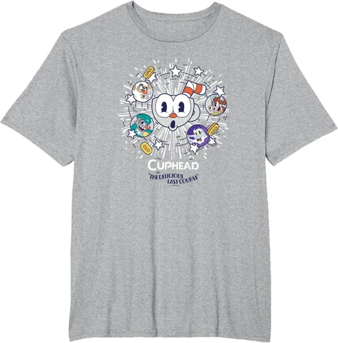 Vista 19 de Cuphead: Camiseta The Delicious Last Course Cuphead Character Group, Azul Azul Pastel