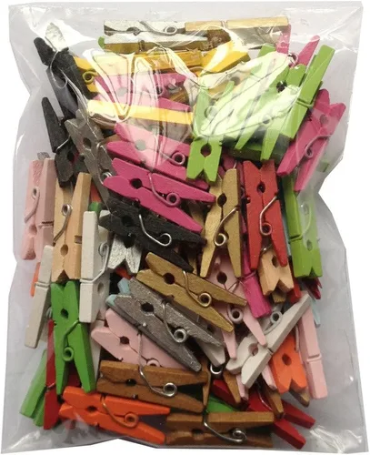 Vista 2 de LWR CRAFTS Mini pinzas de madera para la ropa, 15 colores, 200 por paquete, 1 pulgada, 1.0 in (todos)