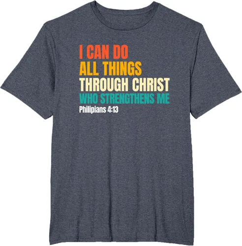 Vista 52 de I Can Do All Things Through Christ Christian Faith Camiseta, Negro, S