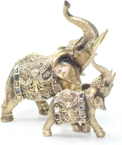 Vista 3 de Feng Shui - Estatua de tronco de elefante de latón, figura de la suerte, regalo para el hogar (2 unidades)