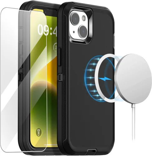 Vista 13 de AICase Funda para iPhone 14 (6.1 pulgadas) con protector de pantalla de vidrio, protección contra caídas de alta resistencia, cuerpo completo, a