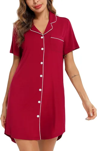 Vista 3 de Leikar Camisón de maternidad para mujer, pijama de lactancia de manga larga