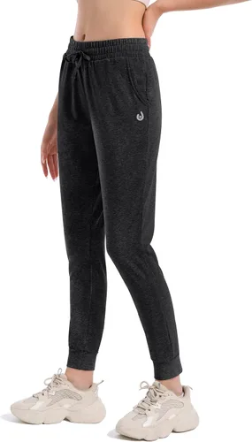 Vista 2 de HARTPOR Pantalones deportivos de algodón para mujer, pantalones deportivos para yoga, pantalones deportivos casuales para correr con bolsillos