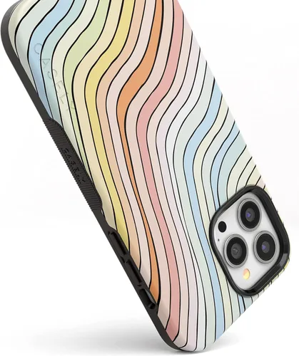 Vista 4 de Casely Funda para iPhone 13 Pro Ride The Wave Forro de arcoíris pastel Diseño protector audaz Compatible con MagSafe