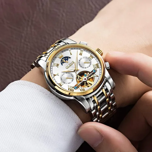 Vista 39 de OLEVS Relojes automáticos para hombre, esqueleto mecánico, de lujo, a la moda, reloj de pulsera luminoso impermeable
