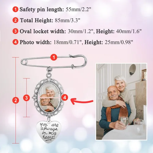 Vista 2 de Zysta Ramo de boda personalizado para fotos, recuerdo conmemorativo, broche, imagen, regalo de recuerdo personalizado para boda, madre de novia