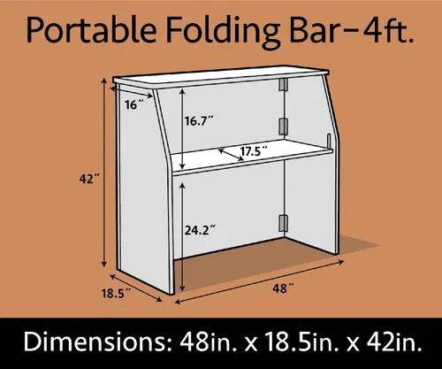 Vista 2 de TentandTable Barra portátil plegable de 48 pulgadas con estante de almacenamiento, color negro