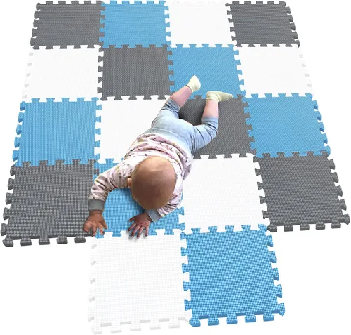 Vista 6 de MQIAOHAM® Alfombras de juego de rompecabezas de 18 piezas, alfombra de juego suave para bebés, azulejos de espuma entrelazados para niños, tapetes