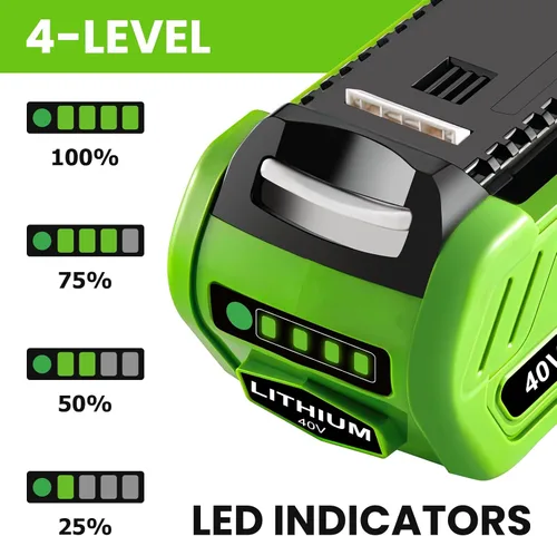 Vista 5 de 2 Packs 6.0Ah 29462 29472 Battery Replacement for Greenworks 40V Battery Compatible with Greenworks 40 Volt Cordless Power Tools(Green)